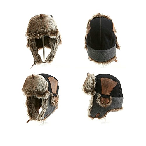 SIGGI - Gorro de pelo para hombre, algodón, cálido, Ushanka, estilo ruso, sombrero de caza