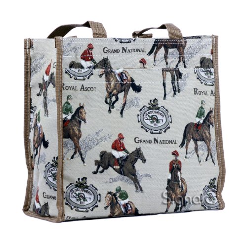 Signare Tapiz bolsas reutilizables bolsa compra tote bag con diseño de caballo y oveja (Las carreras de caballos)