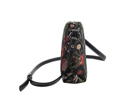 Signare Tapiz mochila bandolera mujer bolsos pequeños mujer con diseño de flores y criaturas de jardín (Morning Garden Black)