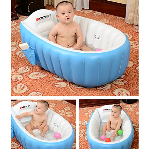 Signstek – Bañera hinchable, piscina hinchable, barreño para niños y bebés blanco azul
