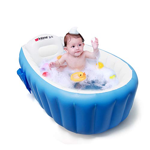Signstek – Bañera hinchable, piscina hinchable, barreño para niños y bebés blanco azul