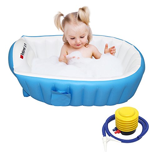 Signstek – Bañera hinchable, piscina hinchable, barreño para niños y bebés blanco azul