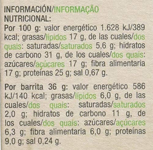 Siken Diet Proteína Vegetal - Barrita Cacao & Chía de 36 g. 140 Kcal/barrita. Caja con 4 unidades.