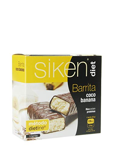 SIKEN DIET - Snack, barrita, sabor coco banana, caja 5 Uds