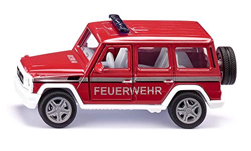 siku 2306 Coche todoterreno de bomberos Mercedes AMG G65, Incl. enganche para remolque, Puertas funcionales, Ruedas desmontables, 1:50, Metal/Plástico, Rojo