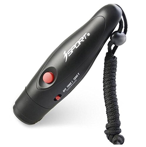 Silbato electrónico Handheld 2-Tone deporte emergencia supervivencia silbato con cordón para silbato Para el arbitro entrenador negro