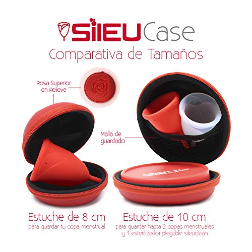 Sileu Case - Estuche para copas menstruales - Ideal para llevar tu tampón o copa menstrual de forma elegante y discreta en tu bolso o para viajes - Grande, 10 cm - Rojo