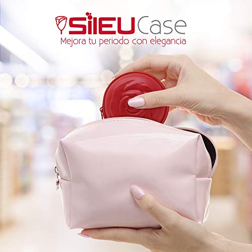 Sileu Case - Estuche para copas menstruales - Ideal para llevar tu tampón o copa menstrual de forma elegante y discreta en tu bolso o para viajes - Grande, 10 cm - Rojo