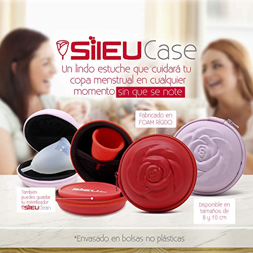 Sileu Case - Estuche para copas menstruales - Ideal para llevar tu tampón o copa menstrual de forma elegante y discreta en tu bolso o para viajes - Grande, 10 cm - Rojo