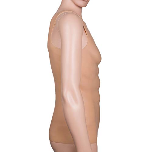 Silicona Falso Pecho Músculo Pecho Abdominal Medio Cuerpo Cuello Redondo Chaleco Muscular Falso Usable, para Accesorios De Maquillaje Cosplay, 4 Colores De Piel,Skincolor,3000g