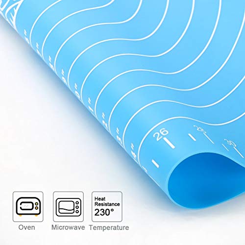 Silicone Baking Mat con medidas para Rolling de masa, 50x40cm 100% Food Grade Silicone Non Stick Non Slip Large Pasta Sheet Estera colorida para hacer pizza, tarta, lasaña y otras recetas y postres