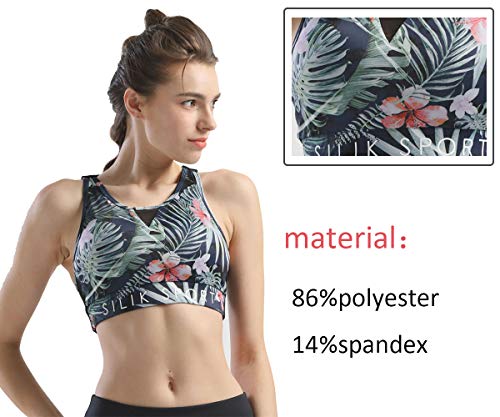 SILIK Para Mujer Sujetador Deportivo Extraíble Acolchado Respaldo Apoyo Racerback Correr Entrenamiento Tops Chaleco Elástico Ajustable Correa Sujetador Wirefree (S, Noche Azul) SILIK Para Mujer Sujetador Deportivo Extraíble Acolchado Respaldo Apoyo Racerback Correr Entrenamiento Tops Chaleco Elástico Ajustable Correa Sujetador Wirefree (S, Noche Azul)