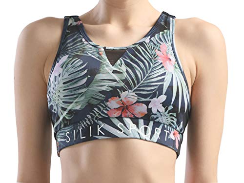 SILIK Para Mujer Sujetador Deportivo Extraíble Acolchado Respaldo Apoyo Racerback Correr Entrenamiento Tops Chaleco Elástico Ajustable Correa Sujetador Wirefree (S, Noche Azul) SILIK Para Mujer Sujetador Deportivo Extraíble Acolchado Respaldo Apoyo Racerback Correr Entrenamiento Tops Chaleco Elástico Ajustable Correa Sujetador Wirefree (S, Noche Azul)