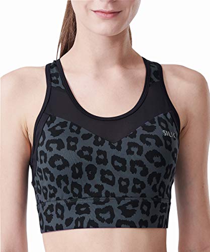 SILIK Sujetadores Deportivos para Correr para Mujer Sujetadores de Entrenamiento de Yoga de Alto Impacto para Mujer con Hebilla Leopardo L