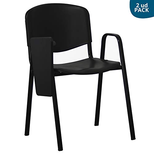 Silla con Pala de Escritura Abatible de Polipropileno Abatible Metálica para Autoescuelas, Salas de Conferencias, Colegios, Escuelas de Formación y Salas de Conferencias 80x46x39cm aprox (Negro)