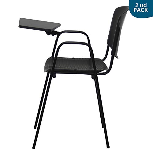 Silla con Pala de Escritura Abatible de Polipropileno Abatible Metálica para Autoescuelas, Salas de Conferencias, Colegios, Escuelas de Formación y Salas de Conferencias 80x46x39cm aprox (Negro)