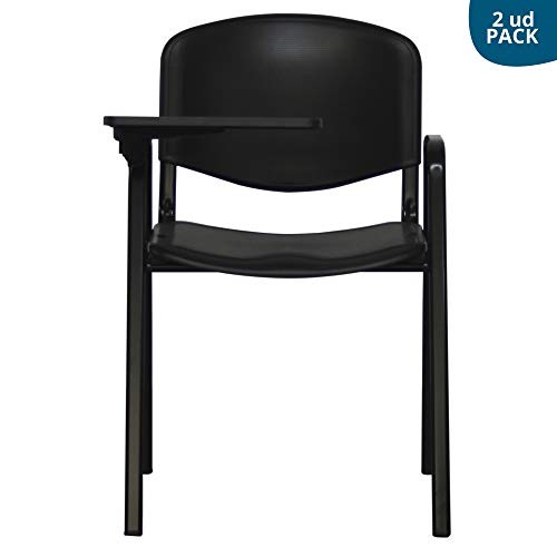 Silla con Pala de Escritura Abatible de Polipropileno Abatible Metálica para Autoescuelas, Salas de Conferencias, Colegios, Escuelas de Formación y Salas de Conferencias 80x46x39cm aprox (Negro)