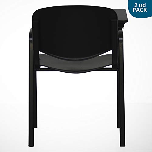 Silla con Pala de Escritura Abatible de Polipropileno Abatible Metálica para Autoescuelas, Salas de Conferencias, Colegios, Escuelas de Formación y Salas de Conferencias 80x46x39cm aprox (Negro)