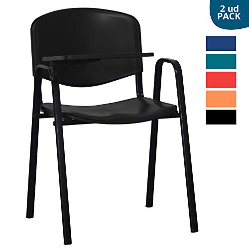 Silla con Pala de Escritura Abatible de Polipropileno Abatible Metálica para Autoescuelas, Salas de Conferencias, Colegios, Escuelas de Formación y Salas de Conferencias 80x46x39cm aprox (Negro)