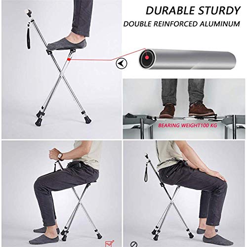 Silla de bastón, Asiento de bastón Taburete Plegable Ultraligero en Altura Ajustable 82-93 cm Fortalecer el Asiento de bastón Peso Neto: 0,9 kg Peso máximo del Usuario 200 kg para Silla de bastón, Asiento de bastón Taburete Plegable Ultraligero en Altura Ajustable 82-93 cm Fortalecer el Asiento de bastón Peso Neto: 0,9 kg Peso máximo del Usuario 200 kg para