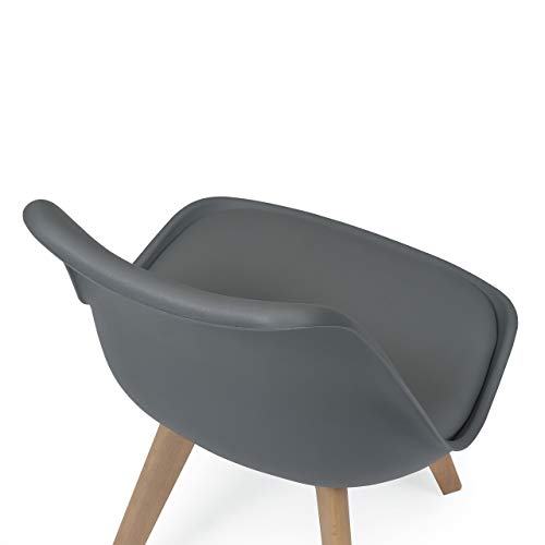 Silla de Comedor de diseño nórdico Day, Patas Madera de Haya y Carcasa Polipropileno (Gris) Silla de Comedor de diseño nórdico Day, Patas Madera de Haya y Carcasa Polipropileno (Gris)