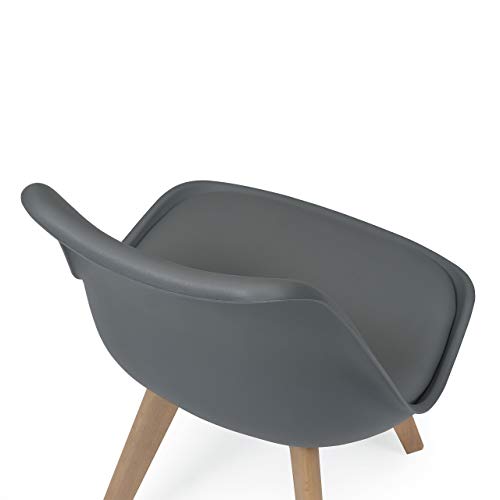 Silla de Comedor de diseño nórdico Day, Patas Madera de Haya y Carcasa Polipropileno (Gris)