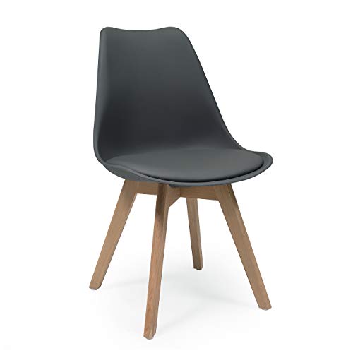 Silla de Comedor de diseño nórdico Day, Patas Madera de Haya y Carcasa Polipropileno (Gris) Silla de Comedor de diseño nórdico Day, Patas Madera de Haya y Carcasa Polipropileno (Gris)