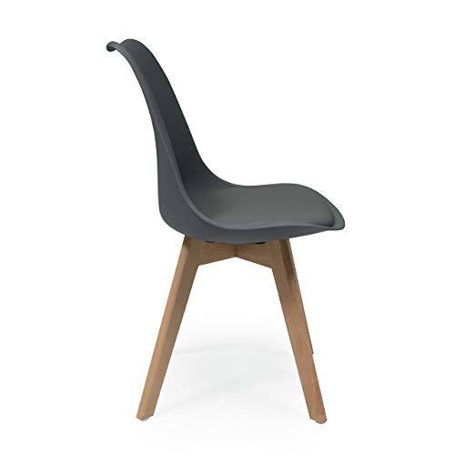 Silla de Comedor de diseño nórdico Day, Patas Madera de Haya y Carcasa Polipropileno (Gris) Silla de Comedor de diseño nórdico Day, Patas Madera de Haya y Carcasa Polipropileno (Gris)