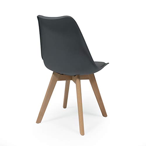 Silla de Comedor de diseño nórdico Day, Patas Madera de Haya y Carcasa Polipropileno (Gris)