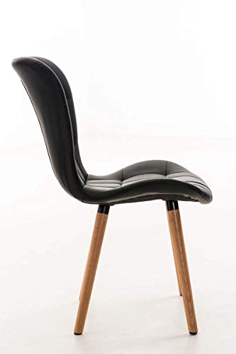 Silla de Comedor Elda Tapizada en Cuero Sintético I Silla para Visita Estilo Nórdico I Silla de Recepción con Base de Madera I Color:, Color:Negro Silla de Comedor Elda Tapizada en Cuero Sintético I Silla para Visita Estilo Nórdico I Silla de Recepción con Base de Madera I Color:, Color:Negro