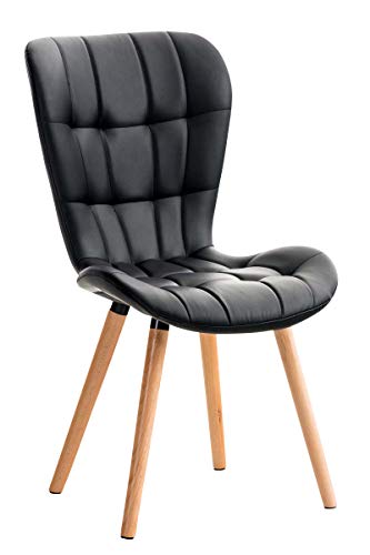 Silla de Comedor Elda Tapizada en Cuero Sintético I Silla para Visita Estilo Nórdico I Silla de Recepción con Base de Madera I Color:, Color:Negro Silla de Comedor Elda Tapizada en Cuero Sintético I Silla para Visita Estilo Nórdico I Silla de Recepción con Base de Madera I Color:, Color:Negro