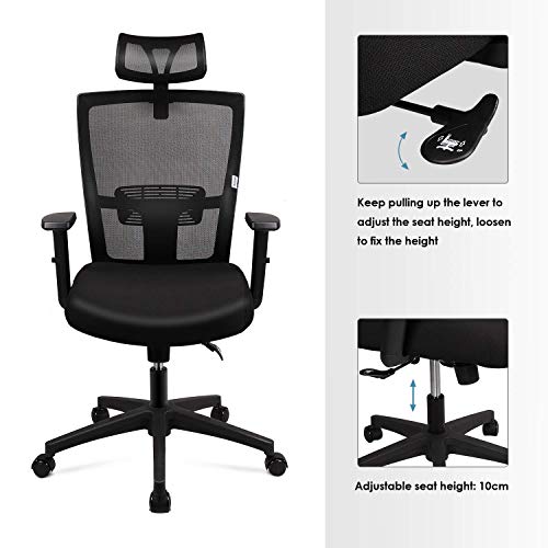 Silla de oficina Silla Ergonómica, Silla de Escritorio Con Reposacabezas y Apoyabrazos ajustables, cómodo y fiable, Carga máx. 100kg/265lb Silla de oficina Silla Ergonómica, Silla de Escritorio Con Reposacabezas y Apoyabrazos ajustables, cómodo y fiable, Carga máx. 100kg/265lb