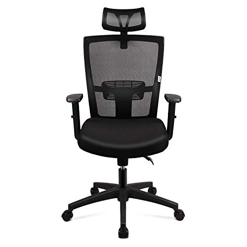 Silla de oficina Silla Ergonómica, Silla de Escritorio Con Reposacabezas y Apoyabrazos ajustables, cómodo y fiable, Carga máx. 100kg/265lb