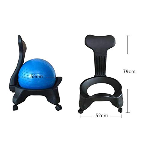 Silla De Pelota De Fitness Silla De Masaje Silla De Pelota De Yoga Asiento De Oficina Para El Hogar Base A Prueba De Explosiones Silla Gruesa Silla Ergonómica （azul） ( Color : Blue , Size : 52*79cm )