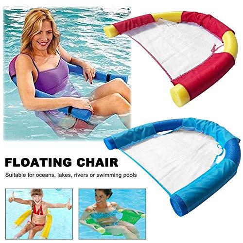 Silla Flotante Flotante De La Piscina Fila Fideos Silla con Malla para Adultos Niños Hidráulico De Cubierta Patinete Junta De Agua Silla,Azul