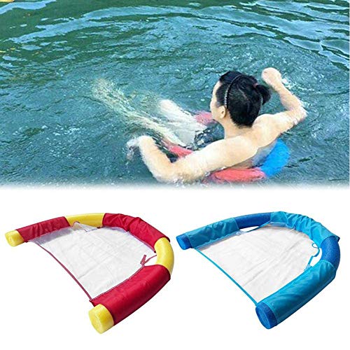 Silla Flotante Flotante De La Piscina Fila Fideos Silla con Malla para Adultos Niños Hidráulico De Cubierta Patinete Junta De Agua Silla,Azul