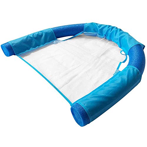 Silla Flotante Flotante De La Piscina Fila Fideos Silla con Malla para Adultos Niños Hidráulico De Cubierta Patinete Junta De Agua Silla,Azul