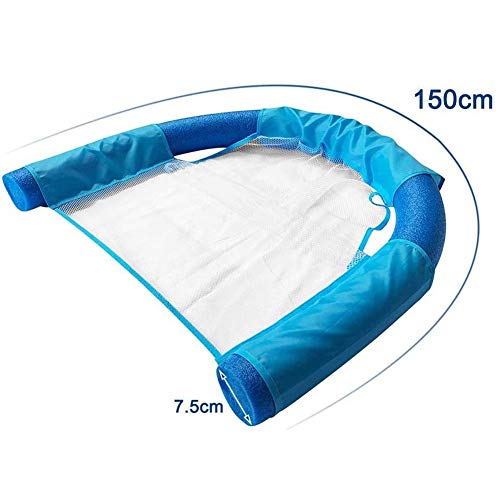 Silla Flotante Flotante De La Piscina Fila Fideos Silla con Malla para Adultos Niños Hidráulico De Cubierta Patinete Junta De Agua Silla,Azul