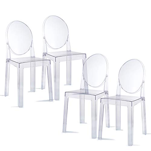 Silla Ghost 4PCS Sillas de comedor Silla de tocador de maquillaje transparente, Silla auxiliar de comedor Ghost Style, Silla moderna - Desmontable y apilable (transparente, 4 piezas) Silla Ghost 4PCS Sillas de comedor Silla de tocador de maquillaje transparente, Silla auxiliar de comedor Ghost Style, Silla moderna - Desmontable y apilable (transparente, 4 piezas)