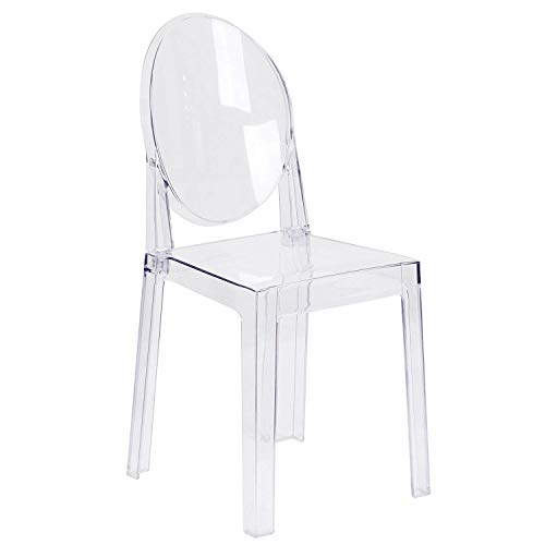 Silla Ghost 4PCS Sillas de comedor Silla de tocador de maquillaje transparente, Silla auxiliar de comedor Ghost Style, Silla moderna - Desmontable y apilable (transparente, 4 piezas)