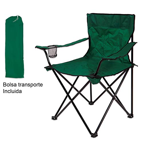 Silla Plegable de Camping Verde de Acero para Playa Garden - LOLAhome Silla Plegable de Camping Verde de Acero para Playa Garden - LOLAhome