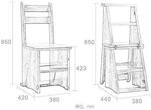 Sillas Plegable de Madera Maciza Casa Casera multifunción Step HABOL Table Taburía Ascendente Escalera Banco 380 × 440 × 850mm Ocasiones múltiples, Negro, Color Nombre: Negro