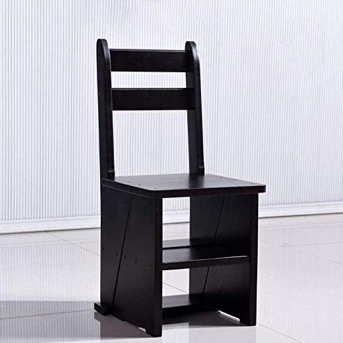 Sillas Plegable de Madera Maciza Casa Casera multifunción Step HABOL Table Taburía Ascendente Escalera Banco 380 × 440 × 850mm Ocasiones múltiples, Negro, Color Nombre: Negro