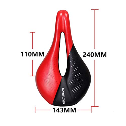 Sillín de Bicicleta de Fibra de Carbono Ec90 Asientos de Ciclismo de Carretera MTB Asientos de Ciclismo de Carretera Power-Pro de 143 mm de Ancho Red