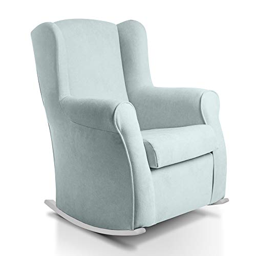 Sillon orejero balancin blanco CARLA (Sillon lactancia)Sillón tapizado antimanchas acualine color Verde Agua. Mecedora para dormitorio, salon o habitacion de bebe Sillon orejero balancin blanco CARLA (Sillon lactancia)Sillón tapizado antimanchas acualine color Verde Agua. Mecedora para dormitorio, salon o habitacion de bebe