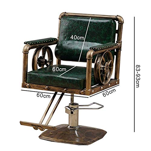 Sillones Nubao Labra la Silla Silla de Peluquero hidráulica Retro Professonal salón de Belleza SPA Estilismo Pesada Bomba hidráulica de Servicio for el Estilista de Las Mujeres Hombre, Verde, A