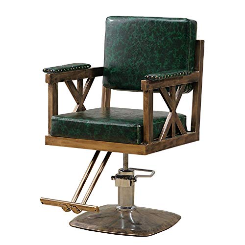 Sillones Nubao Labra la Silla Silla de Peluquero hidráulica Retro Professonal salón de Belleza SPA Estilismo Pesada Bomba hidráulica de Servicio for el Estilista de Las Mujeres Hombre, Verde, A