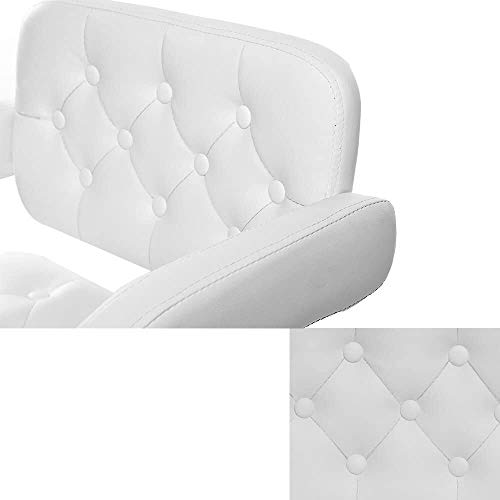 Sillones Nubao Silla de Peluquero Belleza hidráulico Presidente peluquería 360 ° giratoria Ajustable en Altura de Cuero PU (Blanco)