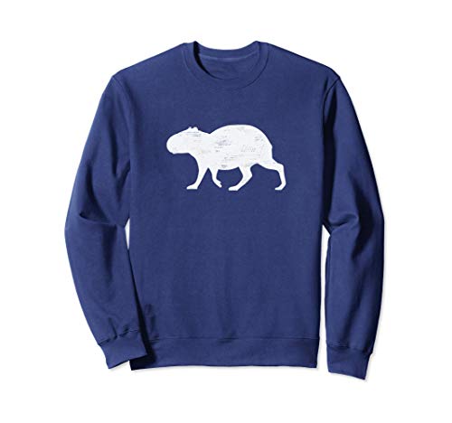 Silueta Carpincho Caminando Sobre Blanco Desteñido Gráfico Sudadera Silueta Carpincho Caminando Sobre Blanco Desteñido Gráfico Sudadera