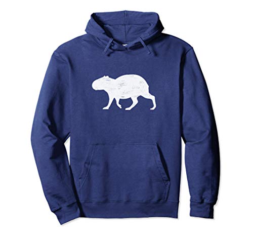 Silueta Carpincho Caminando Sobre Blanco Desteñido Gráfico Sudadera con Capucha Silueta Carpincho Caminando Sobre Blanco Desteñido Gráfico Sudadera con Capucha